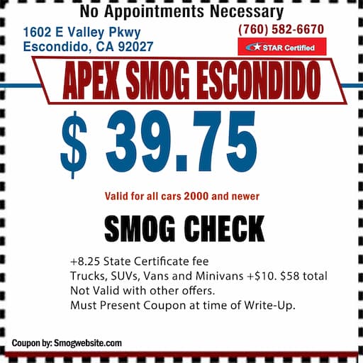 Apex Smog $39.75 Smog Check with Coupon
